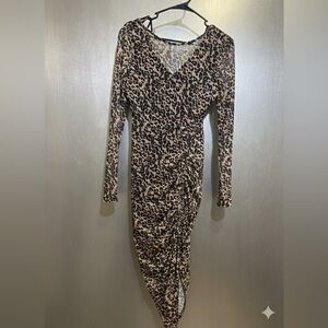 bebe Leopard Print Long Sleeve Dress